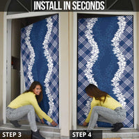 Hawaii Aloha Plumeria Lei Navy Palaka Door Cover - Polynesian Pride