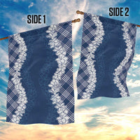 Hawaii Aloha Plumeria Lei Navy Palaka Garden Flag - Polynesian Pride