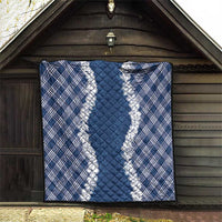 Hawaii Aloha Plumeria Lei Navy Palaka Quilt - Polynesian Pride
