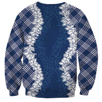 Hawaii Aloha Plumeria Lei Navy Palaka Sweatshirt LT7 - Polynesian Pride
