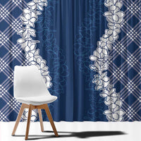 Hawaii Aloha Plumeria Lei Navy Palaka Window Curtain - Polynesian Pride