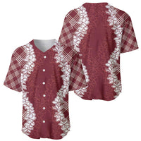Hawaii Aloha Plumeria Lei Scarlet Palaka Baseball Jersey - Polynesian Pride