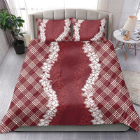 Hawaii Aloha Plumeria Lei Scarlet Palaka Bedding Set - Polynesian Pride