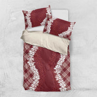 Hawaii Aloha Plumeria Lei Scarlet Palaka Bedding Set - Polynesian Pride