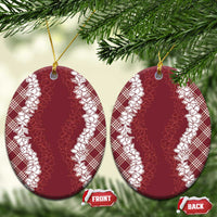 Hawaii Aloha Plumeria Lei Scarlet Palaka Ceramic Ornament - Polynesian Pride
