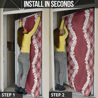 Hawaii Aloha Plumeria Lei Scarlet Palaka Door Cover - Polynesian Pride