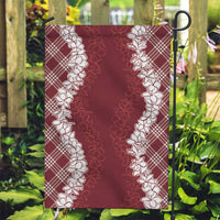 Hawaii Aloha Plumeria Lei Scarlet Palaka Garden Flag - Polynesian Pride