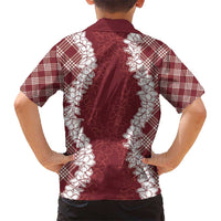 Hawaii Aloha Plumeria Lei Scarlet Palaka Kid Hawaiian Shirt LT7 - Polynesian Pride