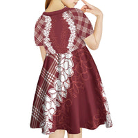 Hawaii Aloha Plumeria Lei Scarlet Palaka Kid Short Sleeve Dress - Polynesian Pride