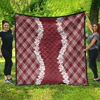 Hawaii Aloha Plumeria Lei Scarlet Palaka Quilt - Polynesian Pride