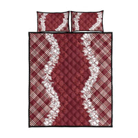 Hawaii Aloha Plumeria Lei Scarlet Palaka Quilt Bed Set - Polynesian Pride