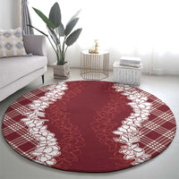 Hawaii Aloha Plumeria Lei Scarlet Palaka Round Carpet LT7 - Polynesian Pride