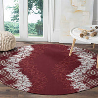 Hawaii Aloha Plumeria Lei Scarlet Palaka Round Carpet LT7 - Polynesian Pride