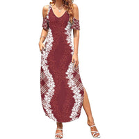 Hawaii Aloha Plumeria Lei Scarlet Palaka Summer Maxi Dress - Polynesian Pride