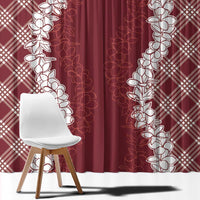 Hawaii Aloha Plumeria Lei Scarlet Palaka Window Curtain - Polynesian Pride