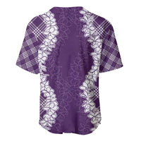 Hawaii Aloha Plumeria Lei Violet Palaka Baseball Jersey - Polynesian Pride