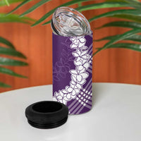 Hawaii Aloha Plumeria Lei Violet Palaka 4 in 1 Can Cooler Tumbler - Polynesian Pride