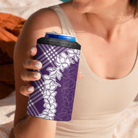 Hawaii Aloha Plumeria Lei Violet Palaka 4 in 1 Can Cooler Tumbler - Polynesian Pride