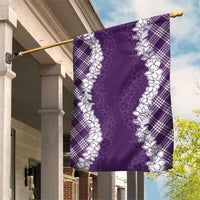 Hawaii Aloha Plumeria Lei Violet Palaka Garden Flag - Polynesian Pride