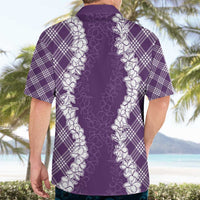 Hawaii Aloha Plumeria Lei Violet Palaka Hawaiian Shirt - Polynesian Pride