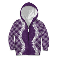 Hawaii Aloha Plumeria Lei Violet Palaka Kid Hoodie - Polynesian Pride
