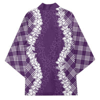Hawaii Aloha Plumeria Lei Violet Palaka Kimono - Polynesian Pride