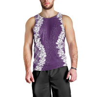 Hawaii Aloha Plumeria Lei Violet Palaka Men Tank Top LT7 - Polynesian Pride