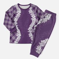 Hawaii Aloha Plumeria Lei Violet Palaka Christmas Pajama Set - Polynesian Pride