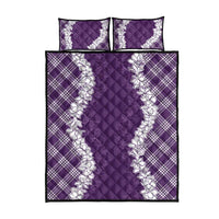 Hawaii Aloha Plumeria Lei Violet Palaka Quilt Bed Set - Polynesian Pride