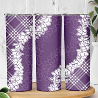 Hawaii Aloha Plumeria Lei Violet Palaka Skinny Tumbler - Polynesian Pride