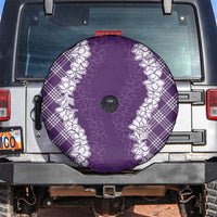Hawaii Aloha Plumeria Lei Violet Palaka Spare Tire Cover - Polynesian Pride