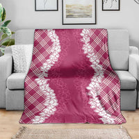Hawaii Aloha Plumeria Lei Fuschia Palaka Blanket - Polynesian Pride