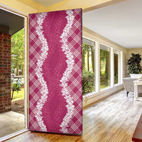 Hawaii Aloha Plumeria Lei Fuschia Palaka Door Cover - Polynesian Pride