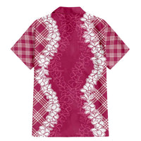 Hawaii Aloha Plumeria Lei Fuschia Palaka Family Matching Mermaid Dress and Hawaiian Shirt - Polynesian Pride