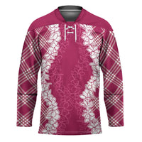 Hawaii Aloha Plumeria Lei Fuschia Palaka Hockey Jersey LT7 Unisex Fuschia - Polynesian Pride