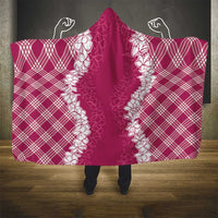 Hawaii Aloha Plumeria Lei Fuschia Palaka Hooded Blanket - Polynesian Pride