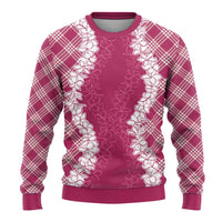 Hawaii Aloha Plumeria Lei Fuschia Palaka Ugly Christmas Sweater - Polynesian Pride