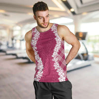 Hawaii Aloha Plumeria Lei Fuschia Palaka Men Tank Top LT7 Fuschia - Polynesian Pride