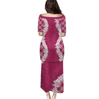 Hawaii Aloha Plumeria Lei Fuschia Palaka Puletasi - Polynesian Pride