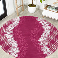 Hawaii Aloha Plumeria Lei Fuschia Palaka Round Carpet LT7 Fuschia - Polynesian Pride