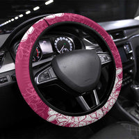 Hawaii Aloha Plumeria Lei Fuschia Palaka Steering Wheel Cover - Polynesian Pride
