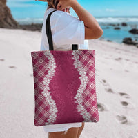 Hawaii Aloha Plumeria Lei Fuschia Palaka Tote Bag - Polynesian Pride
