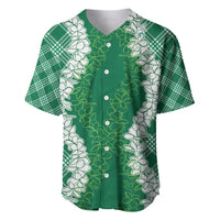 Hawaii Aloha Plumeria Lei Green Palaka Baseball Jersey - Polynesian Pride