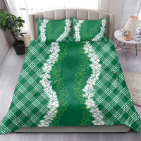 Hawaii Aloha Plumeria Lei Green Palaka Bedding Set - Polynesian Pride