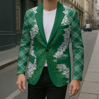 Hawaii Aloha Plumeria Lei Green Palaka Blazer - Polynesian Pride
