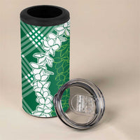 Hawaii Aloha Plumeria Lei Green Palaka 4 in 1 Can Cooler Tumbler - Polynesian Pride