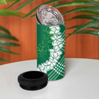 Hawaii Aloha Plumeria Lei Green Palaka 4 in 1 Can Cooler Tumbler - Polynesian Pride