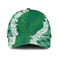 Hawaii Aloha Plumeria Lei Green Palaka Classic Cap - Polynesian Pride