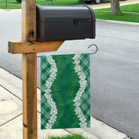 Hawaii Aloha Plumeria Lei Green Palaka Garden Flag - Polynesian Pride