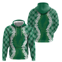 Hawaii Aloha Plumeria Lei Green Palaka Hoodie - Polynesian Pride